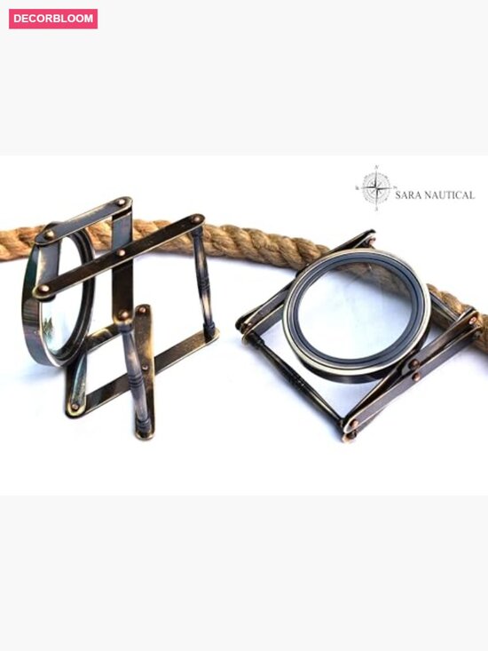 Antique Brass Folding Magnifier 10X Magnification Vintage Retro Style Reading